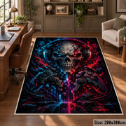 Neon Skull Fantasy Area Rug shown in room setting, view 5