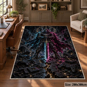 Glowing Fantasy Blade Area Rug shown in room setting, view 5