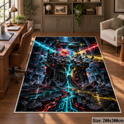 Neon Sci-Fi Battle Area Rug shown in room setting, view 5