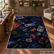 Retro Game Controller Collage Area Rug shown in room setting, view 5