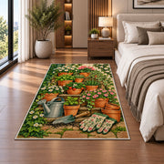 Terracotta Pots Rug in a bedroom beside the bed