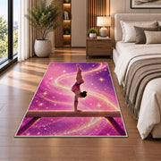 Gymnastics Balance Beam Rug in a bedroom beside the bed