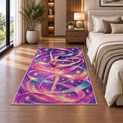 Rhythmic Gymnastics Ribbon Rug in a bedroom beside the bed