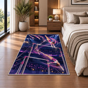 Uneven Bars Gymnastics Rug in a bedroom beside the bed