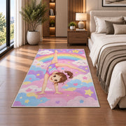 Cute Little Gymnast Rug in a bedroom beside the bed
