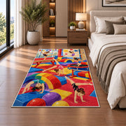 Kids Gymnastics Gym Rug in a bedroom beside the bed
