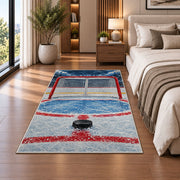 Hockey Goal Front View rug in a bedroom beside the bed