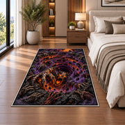 Demon claw abyss vortex area rug in a bedroom beside the bed
