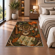 Hunting Gear rug in a bedroom beside the bed