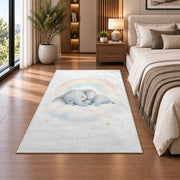 Sleeping Elephant Rainbow Rug, Soft Pastel Nursery Area Carpet for Baby Bedroom and Kids Decor - image 5