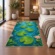 Green Lily Pad Pond Rug, Blue Water Nature Area Carpet for Kids Bedroom and Peaceful Room Decor - image 5