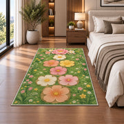 Pastel Flower Garden Rug, Pink Daisy Green Area Carpet for Kids Bedroom and Spring Room Decor - image 5