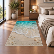 Turquoise Beach Shore Rug, Sandy Ocean Wave Area Carpet for Coastal Bedroom and Living Room Decor - image 5