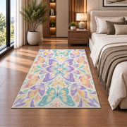 Lavender Botanical Mandala Rug, Pastel Flower Area Carpet for Kids Bedroom and Serene Room Decor - image 5