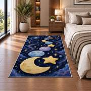 Golden Moon and Planets Rug, Navy Starry Space Area Carpet for Kids Bedroom and Nursery Decor - image 5