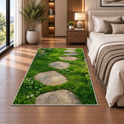 Green Garden Stone Path Rug, Meadow Nature Area Carpet for Kids Bedroom and Cozy Room Decor - image 5