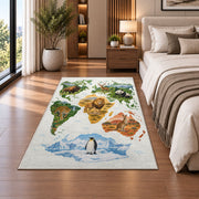 Illustrated Animal World Map Rug, Colorful Geography Area Carpet for Kids Bedroom and Playroom - image 5