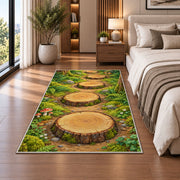Woodland Tree Stump Path Rug, Green Forest Area Carpet for Kids Bedroom and Nature Room Decor - image 5