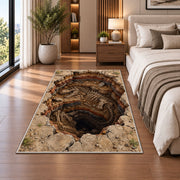 Rustic Cracked Earth Portal Rug, Brown Stone Illusion Area Carpet for Bedroom and Adventure Decor - image 5