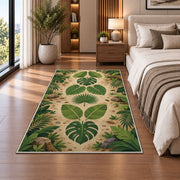 Cream Tropical Leaf Mandala Rug, room view 5