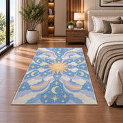Blue Cream Floral Medallion Rug, room view 5