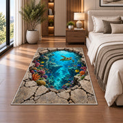 Underwater Cracked Stone Portal Rug, room view 5