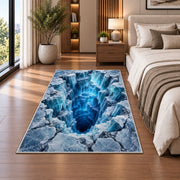 Icy Blue Cracked Floor Illusion Rug, room view 5