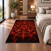 Red Arcane Star Circle Rug, room view 5