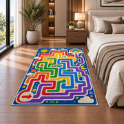 Rainbow Maze Lines Rug, room view 5