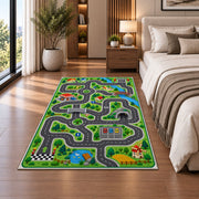 Green City Road Network Rug, Printed Area Carpet for Kids Bedroom and Cozy Living Room Decor - image 5