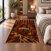 Kwanzaa Family Rug in a bedroom beside the bed