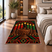 Kwanzaa Unity Cup Rug in a bedroom beside the bed