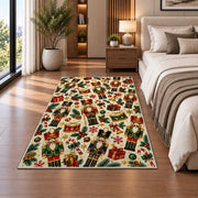 Nutcracker Pattern Christmas Rug in a bedroom beside the bed