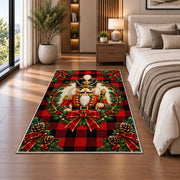 Buffalo Plaid Nutcracker Rug in a bedroom beside the bed