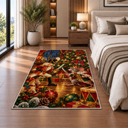 Nutcracker and Mouse King Rug in a bedroom beside the bed