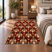 Nutcracker Heads Pattern Rug in a bedroom beside the bed