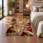 New Year party table rug in a bedroom beside the bed