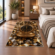 Vintage pocket watch at midnight rug in a bedroom beside the bed