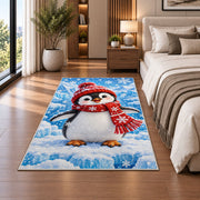 Baby Penguin Rug in a bedroom beside the bed