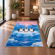 Penguins on Iceberg Rug in a bedroom beside the bed