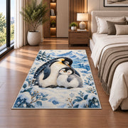 Mother and Baby Penguin Rug in a bedroom beside the bed