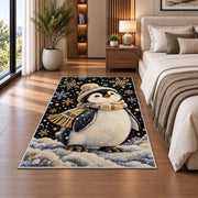 Elegant Penguin Rug in a bedroom beside the bed