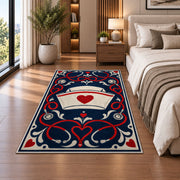 Vintage Nurse Cap Rug in a bedroom beside the bed