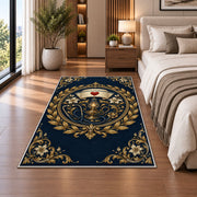 Vintage Nurse Emblem Rug in a bedroom beside the bed
