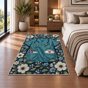 Nurse Scrubs Rug in a bedroom beside the bed