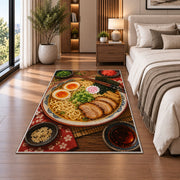 Ramen Bowl Rug in a bedroom beside the bed