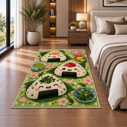 Onigiri Rice Ball Rug in a bedroom beside the bed