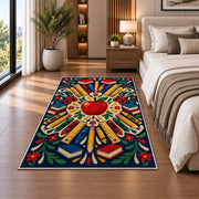 School Supplies Mandala Rug in a bedroom beside the bed