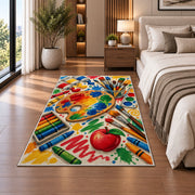 Art Teacher Rug in a bedroom beside the bed