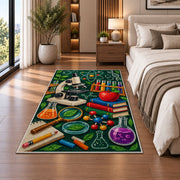 Science Teacher Rug in a bedroom beside the bed